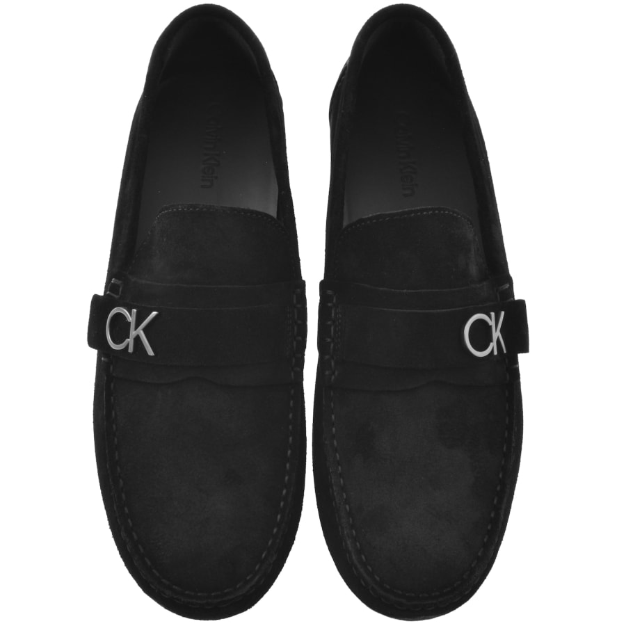 Calvin klein black suede loafers discount